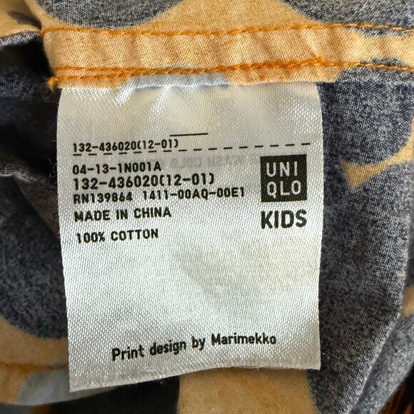 Marimekko Uniqlo Kids Orange Navy Flower Print Sleeveless Dress Size 7 8 - Picture 4 of 4